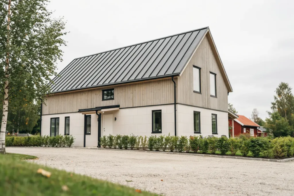 takoml ggning och byte av ytterpanel p villa i runby